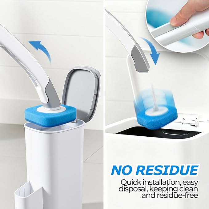 Disposable Toilet Brush&Toilet Bowl Brush and Holder Set - Toilet Scrubber Brush,Toilet Bowl Cleaners,Household Essentials,Cleaning Supplies,White