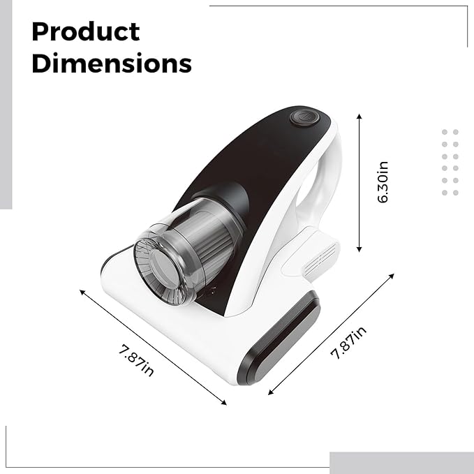Wireless Handheld Vacuum with Uv Light, Rechargeable for Bed Mattress Sofa, 150W Power, Dust Mite Remover, 30Min Run, Ergonomic