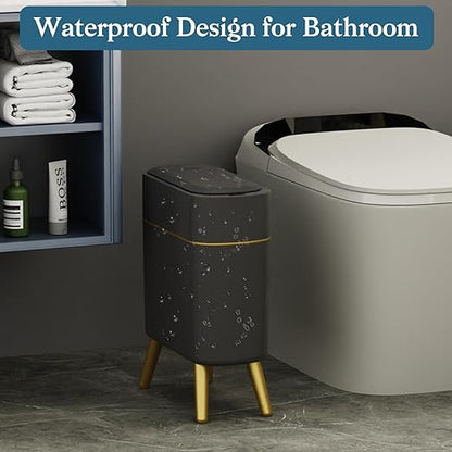 LALASTAR Automatic Bathroom Trash Can with Lid, Motion Sensor Bathroom Garbage Can for Toilet, Slim Smart Waste Basket for Kitchen, Living Room, 2.5 Gallon, Black