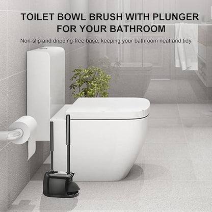SetSail Toilet Brush and Plunger Set, Semi-Hidden Toilet Plungers Heavy Duty Toilet Bowl Brush and Holder for Bathroom Toilet Plunger and Brush Set for Deeply Cleaning - Black