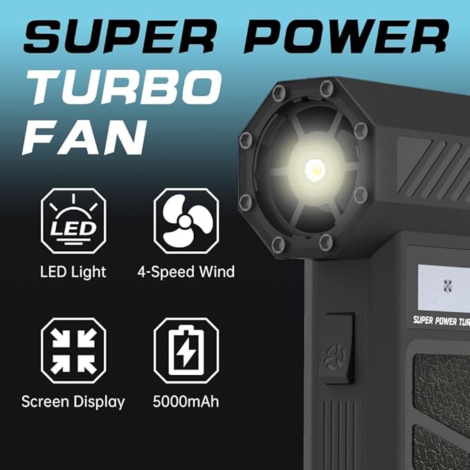 Electric Air Duster with Light - 130000RPM Cordless Blower for SUP Pump, Inflatable Paddleboard, Rechargeable Brushless Motor, 4-Speed for Computer, Keyboard, Car, Home, Outdoor Cleaning
