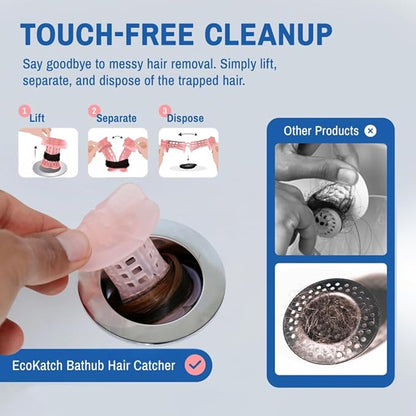 Bathtub Drain Hair Catcher – No-Contact Dispose, Conceals Hair, Reusable BPA-Free Silicone Mesh Strainer, Hair Stopper, Clog Preventer, Fits 1.5”–1.75” Pop-Up & Regular Drains (Turkish Pink)