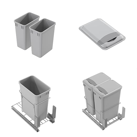 Dowell 10 Pack 35Qt Wastebasket Trash Container, 9Gal, Plastic, Stackable, for Kitchen/Bathroom/Office, Fits Under Sink/Desk - Grey (10, 35 QT)