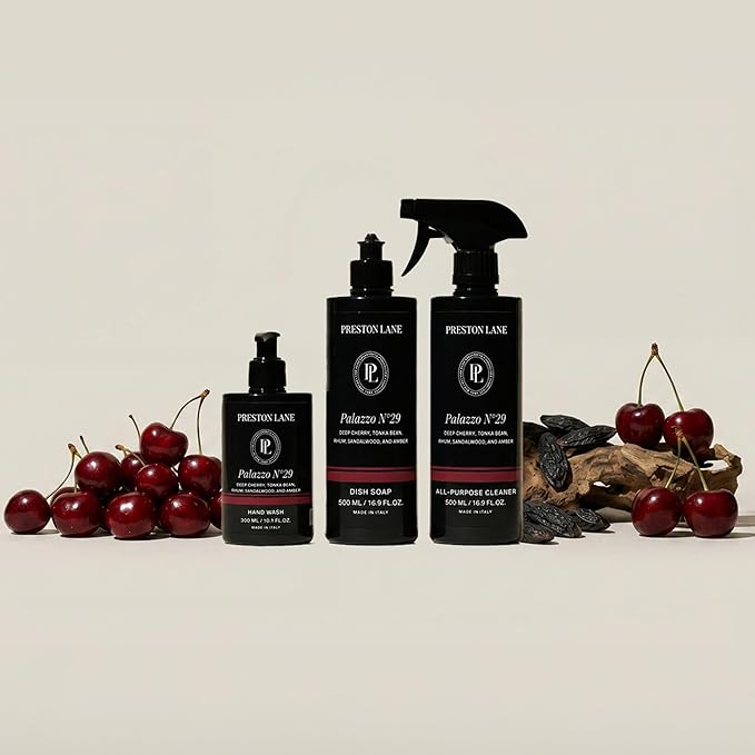 Preston Lane Luxury Kitchen Set – Hand Wash, Dish Soap & All-Purpose Cleaner | Plant-Powered Cleaning Essentials Bundle with Fine Italian Fragrance, Palazzo No. 29 Scent