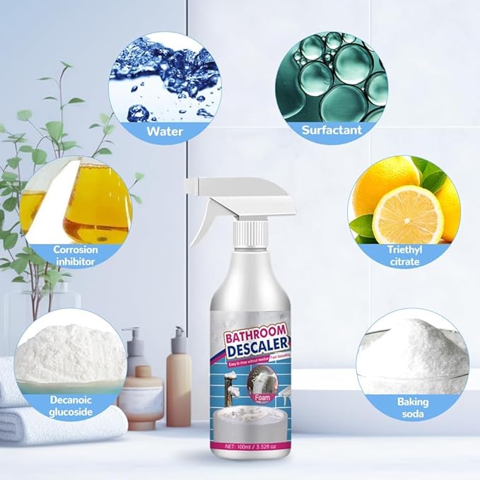 Bathroom Descaler Cleaner, 2025 Upgraded Multipurpose Stubborn Stains Cleaner, Bathroom Descaler Cleaners, Bathrooms Cleaning Foam Spray for Kitchen Bath Sink Glass (1) (3)