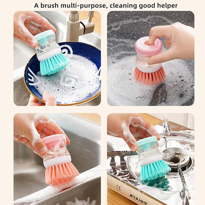3pcs Soap Dispensing Palm Brush,Dish Brush for Dishes Pot Pan Kitchen Sink Scrubbing, Soap Dispense,Kitchen Brush