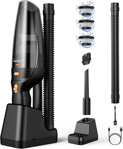 Handheld Vacuum Cordless Rechargeable,Car Vacuum Cleaner with High Power 12000PA Suction,Large-Capacity Battery, with Fast Charging Dock,Dust Busters Wet Dry for Home Car Office Pet