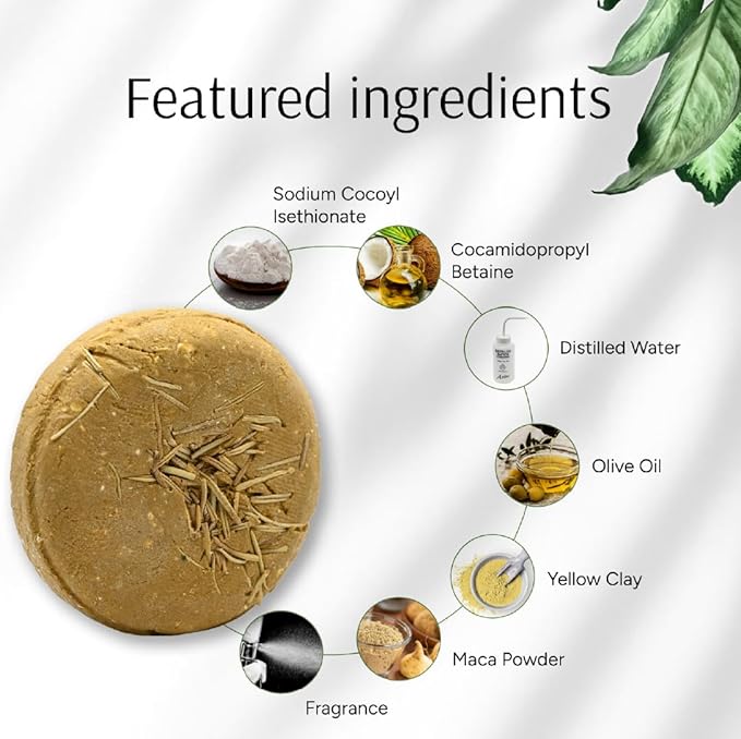 Marbela Solid Shampoo Bar with Maca Root - Strenghtening Sulfate Free Hair Shampoo Bar, Zero Waste Eco Freidnly, For All Hair Types, 3 oz