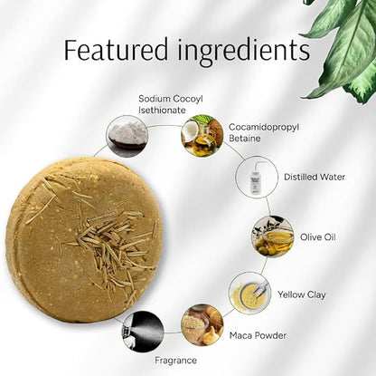 Marbela Solid Shampoo Bar with Maca Root - Strenghtening Sulfate Free Hair Shampoo Bar, Zero Waste Eco Freidnly, For All Hair Types, 3 oz