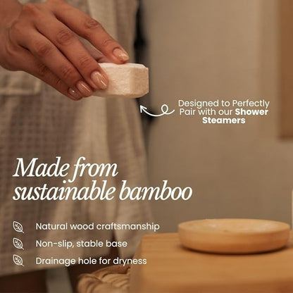Bare Botanics Bamboo Bar Soap Holder (2pcs) | 3-in Slotted Natural Bamboo Tray for Shower Steamers | Cruelty-Free & Vegan