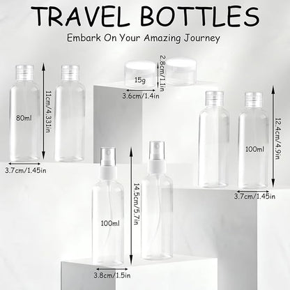 Ninsula 8Pcs Travel Bottles Set, TSA Approved Travel Size Toiletries, Reusable Leak Proof Cosmetic Containers for Shampoo, Conditioner, Cream -Women Men Travel Essentials