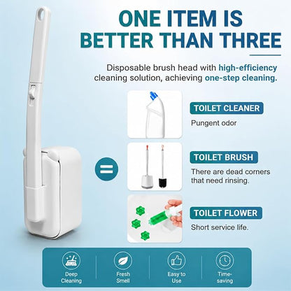 Disposable Toilet Brush with 48 Refills,Toilet Cleaning Supplies,Toilet Wand Brush Starter Kit,Wall Mounted Toilet Bowl Cleaner Brush with Holder for Bathroom Deep Cleaning & Hygiene (White)