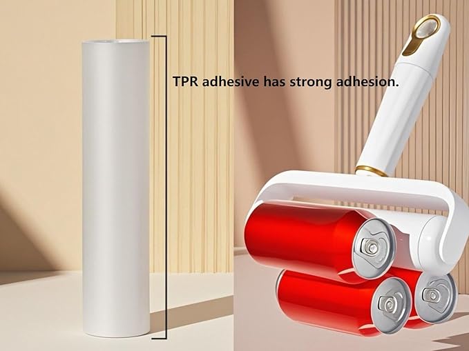 9.5inch - Washable Lint Roller Reusable Remover - Strong Adhesion, Dust - Proof Cover, Hanging Hole - Silicone Material for Clothes, Sofa, Carpet - Pet Hair Remover & Dust,White
