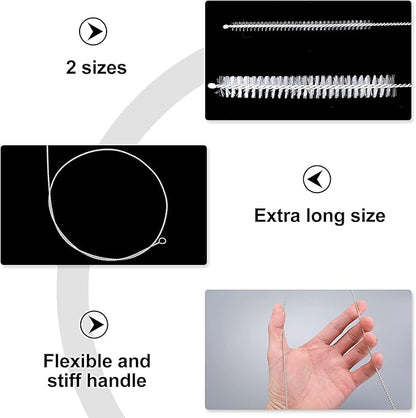 4 Pcs Extra Long Pipe Cleaners with Soft Nylon Bristles Head Cleaning Brush for Straw Tube Pipe Hose Bottle Refrigerator Drain, 1m/39in