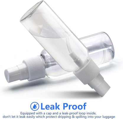 Mini Spray Bottles, 2oz/50ml Small Spray Bottle, Plastic Travel Spray Bottle for Liquids, Refillable Hand Spritzer Bottles for Liquids, Clear Alcohol Spray Bottles with Small Funnel and Bottle Labels