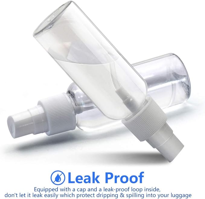 4oz Empty Spray Bottles, Small Plastic Travel Bottles Set for Liquids, Refillable Hand Spritzer Clear Alcohol Pump Bottles for Liquids with Small Funnel (3 Pieces)