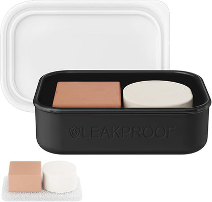 Quatish Large Leakproof Travel Soap Case, Solid Shampoo Bar Holder, Silicone Soap Box with Draining Layer, Enhanced Soap Container, Suitable for Camping, Gym, Bathroom, Outdoor Essentials, Black