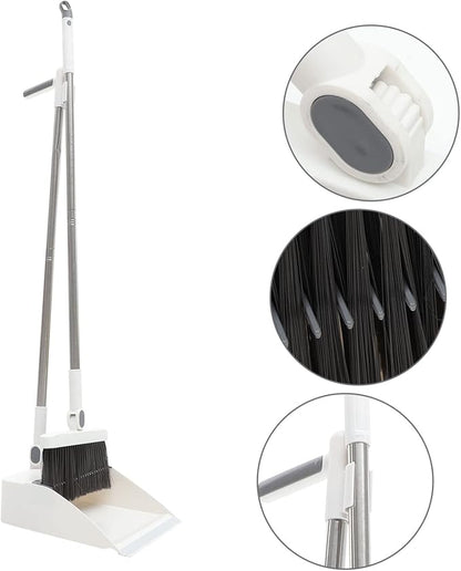 Dustpan and Broom Set Brush for Home Cleaning Long Handle Broom Kit Comfortable Sweep Decorative Brush