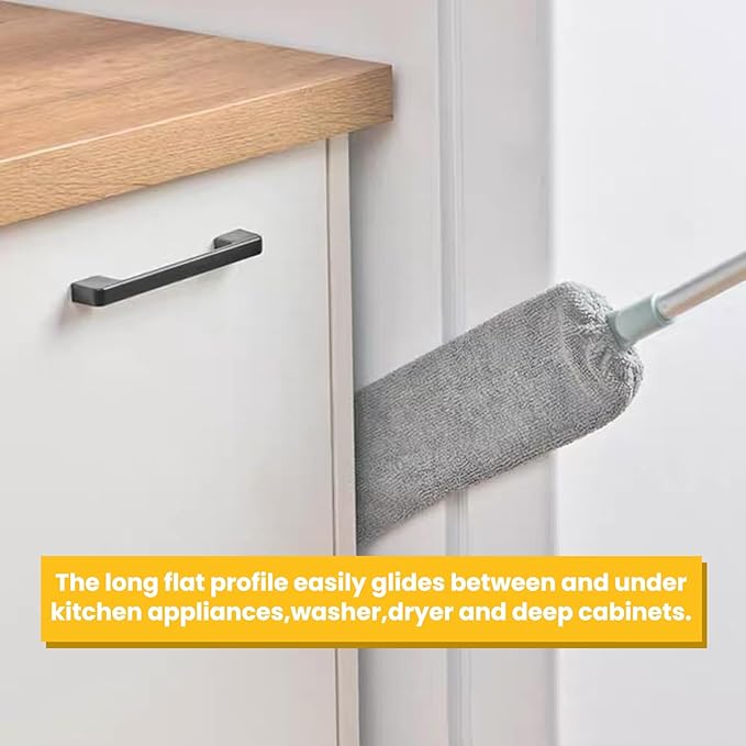 2025 Upgraded Retractable Gap Dust Cleaning Artifact |Extendable Duster for Hard-to-Reach Areas |Reusable Washable Dusting Wand for Home,Ceiling,Blinds,Under Furniture (Light Blue, 2 PCS)
