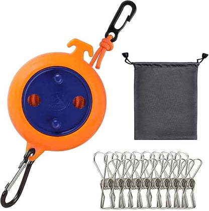 Camping Retractable Clothesline,Adjustable 32ft/10M Camping Clothesline,Portable Travel Clothesline,Outdoor Washing line,Drying Line with 10 Windproof Clothespins
