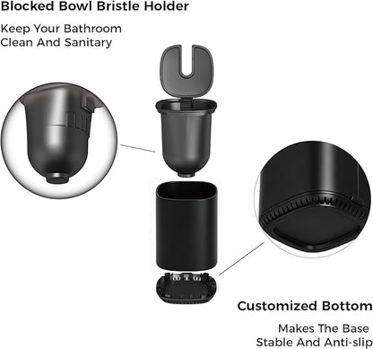 Toilet Brush and Holder Set Toilet Bowl Brush Stainless Steel Automatic Open lid Toilet Bowl Cleaner Brush Set Toilet Scrubber Kit Toilet Cleaning Brush for Bathroom
