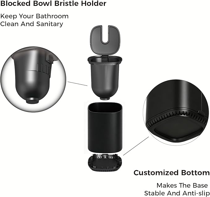 Toilet Brush and Holder Set Toilet Bowl Brush Stainless Steel Automatic Open lid Toilet Bowl Cleaner Brush Set Toilet Scrubber Kit Toilet Cleaning Brush for Bathroom