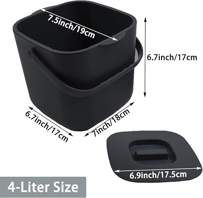 4-Liter Kitchen Compost Bin with Handles for Countertop Food Scrap Collection.Black-4L-US