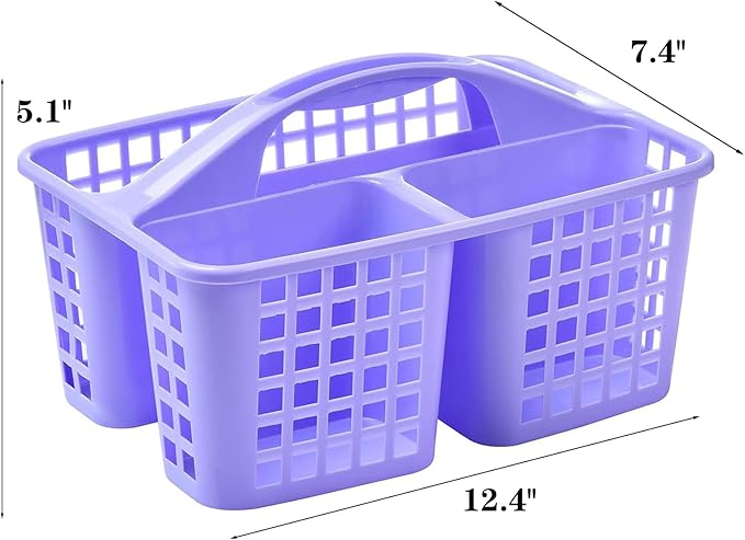 Portable Shower Caddy Basket,Convenient Cleaning Supplies Organizer with Compartments and Handle,Ideal for Bathroom, Bedroom, Kitchen, College Dorm,Garden,etc.12.4" x 7.4" x 5.1"Purple