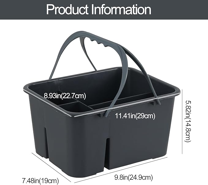 Xyskin Portable Shower Caddy Basket with Handle, Plastic Cleaning Caddy Bathroom Organizer Tote for College Dorm Essentials, Bath Storage, Grey