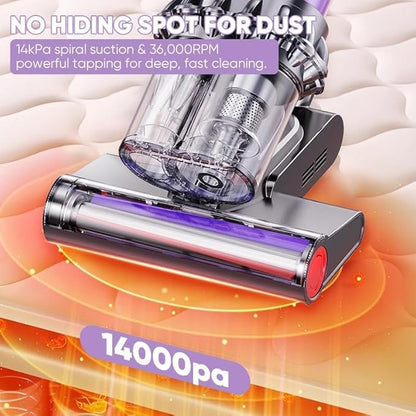 Mattress Vacuum Cleaner with 14kpa Suction, Hepa Filtration & Hot Air, High-Frequency Tapping & Smart Dust Sensor for Effective Bed & Couch Cleaning