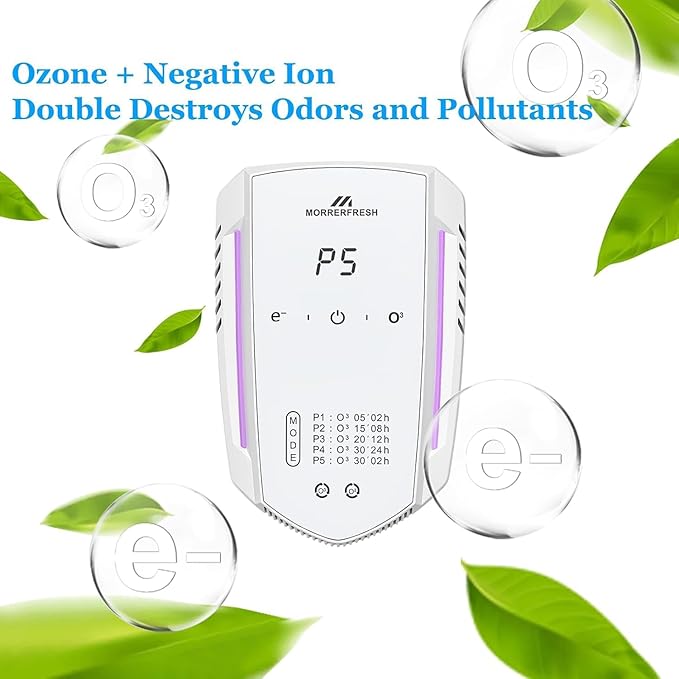 Ozone Odor Eliminator for Strong Odor 99% Cat Litter Deodorizer Dog Poof Odor Removal Air Ionizers for Home Portable Air Purifier for Pets Toilet Wardrobe Shoe Garage Room Cabinet