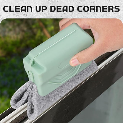 3 Pcs Magic Window Track Cleaner, Window Groove Cleaning Brush Tools Set, Sliding Door Tracks, Tile Grout Lines, Multipurpose Cleaning Brush for Window Grooves Shutter Slats, Car AC Vents (Green)