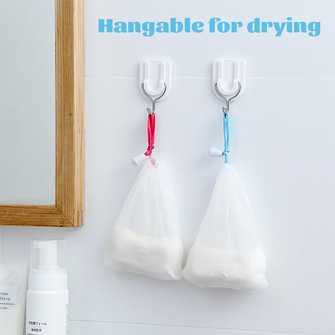 INVODA 100PCS Soap Net Bag 100 Pieces Double Layer Drawstring Mesh Soft Bath Soap Handmade Soap Net for Facial Body Exfoliation Cleaning Tool (Random Color)