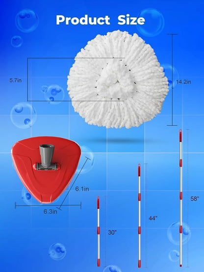 4 Pack Spin Mop Replacement Head Compatible with O-Cedar EasyWring 1 Tank, 30-58" Mop Handle Base and Microfiber Head Refills, Easy-to-Replace (White,1 Tank)