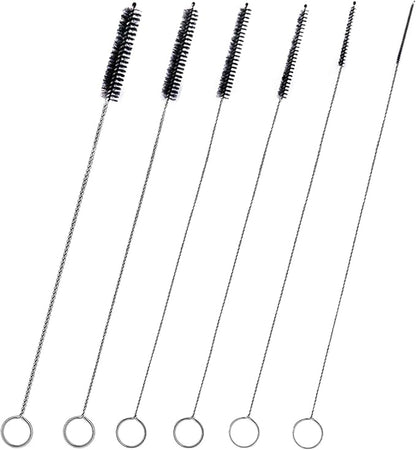 Brush Family Straw Cleaner Brush Set,6 Piece Long Drinking Straws Cleaning Brush Pipe Tube Tiny Brushes 10-inch,Black