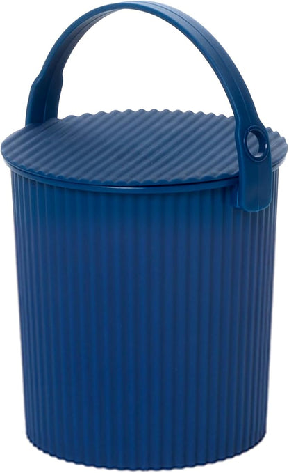 Hachiman Micro Bucket - 0.18 Gallon Heavy Duty Bucket with Lid and Handle - Hands-Free Filling - Easy to Stack and Store - Indoor Outdoor Use - 4.9" x 4.6" - Navy