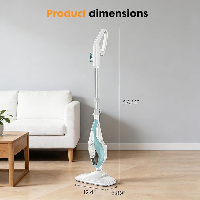 14-in-1 Steam Mop, 1550W Detachable Handheld Steam Cleaner for Floor Cleaning, 16.4 FT Cord, 2 Washable Pads, Multi-Purpose Floor Steamer for Hardwood, Carpet, Tile, Grout