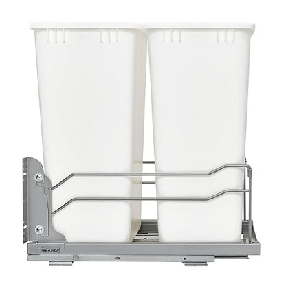 Rev-A-Shelf Double Pullout Trash Cans for Full Height Kitchen Cabinets 50 Quart 12.5 Gallon with Soft-Close Slides, 14.5" Min Opening, 53WC-2150SCDM-211