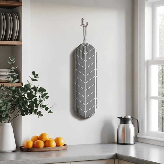 Stylish Plastic Bag Holder, Shopping Bags Carrier Dispenser, Grocery Bags Storage Holder for Home Kitchen, Traveling or Car, Reusable Grocery Bag Organizer, Wall Mount, Housewarming Gifts