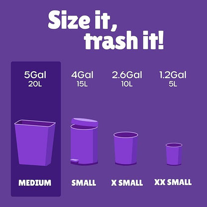 FORID Small Garbage Bags - 5 Gallon, Trash Can Liner for Home, Office, Bathroom, Bedroom, Waste Bin (5 Colors 150 Bags) - Durable & Thick Trash Bag Multi Colored