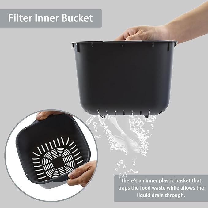 4-Liter Kitchen Compost Bin with Handles for Countertop Food Scrap Collection.Dary Gray-4L-US