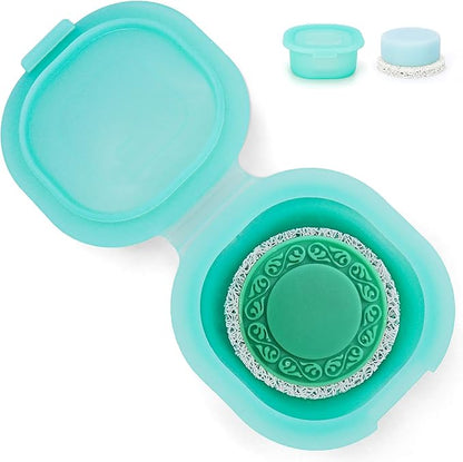 AIDIMMING Shampoo Bar Holder,Travel Soap Case is Perfect for Holding Round Soap, Silicone Soap Bar Container with Drainage Pad, Bar Soap Box with Lid (Green)