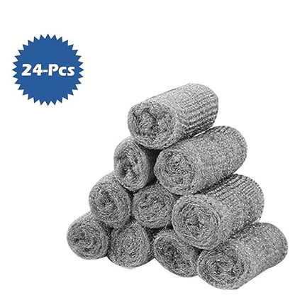 Steel Wool Pads 0000 24PCS Roll Glass Wood Fabric Metal Extra Fine Polishing Chrome Glass Polishing Pads Mice Control Weep Hole Covers Walls