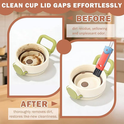 3 in 1 Cup Lid Cleaning Brush, Multifunctional Crevice & Gap Cleaner for Water Bottles, Insulated Cups and Tumblers, Deep Cleaning Tool for Home & Kitchen, Portable Travel Lid Cleaner Set (4 PCS)