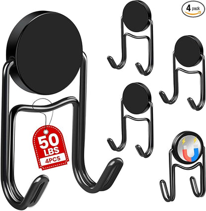 Buelkmag Magnetic Hooks 50Lbs+ 2026 Cruise Essentials Magnet Hook Heavy Duty Magnets Hanging Swivel Hooks for Refrigerator Grill Toolbox Outdoor 4 Pack (Black)