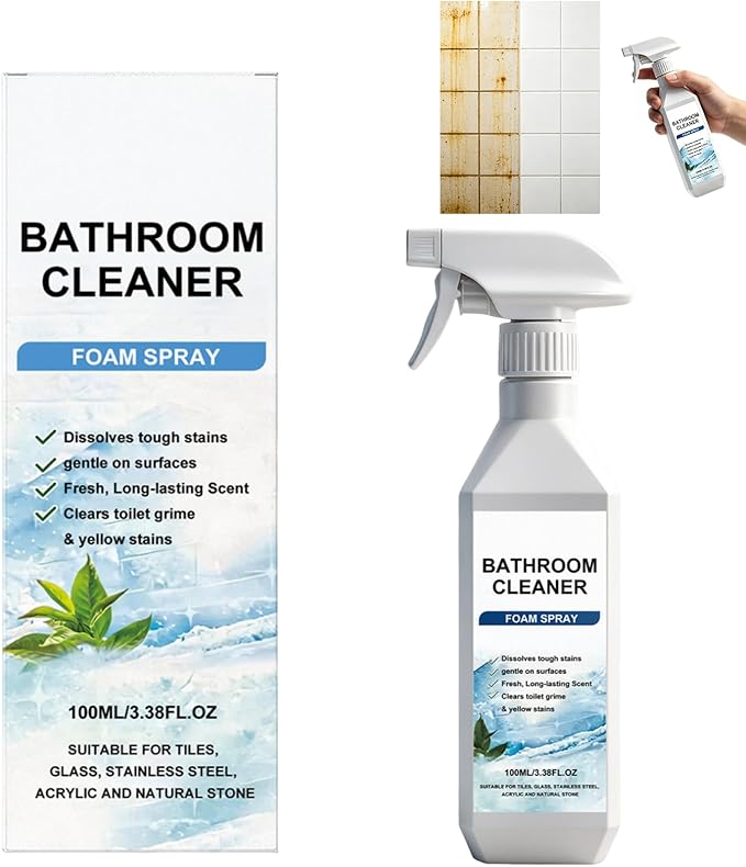 Scale Remover Bathroom Cleaner,Bathroom Descaler Foam Cleaner Spray,Fast-Acting Limescale Cleaner,Tiles, Glass, Stainless, Steel, Sinks (1pcs)