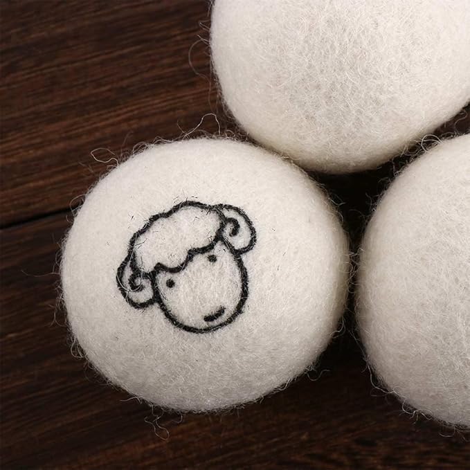 2Pcs Wool Dryer Balls, Natural Fabric Softener Alternative, Reusable Laundry Balls for Static and Wrinkle Reduction