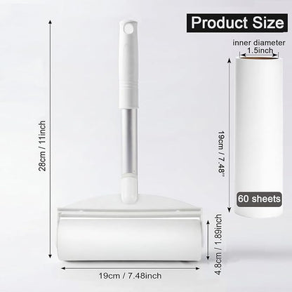 7.5 Inch Large Surface Lint Roller with 120 Sheets, Giant Extra Sticky Roller for Pet Hair, Dust Lint Remover for Clothes, Furniture, Household, Include 1 Handle 2 Rollers Dog Cat Hair Remover