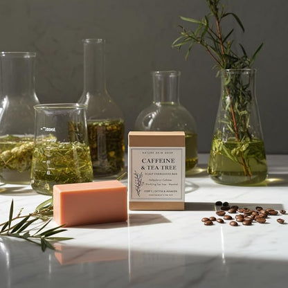 Nature Skin Shop Caffeine Shampoo Bar for Hair Growth and Thinning, with Tea Tree Oil for Oily, Itchy & Dandruff Prone Scalp, Sulfate-Free, Energizing Scalp Detox