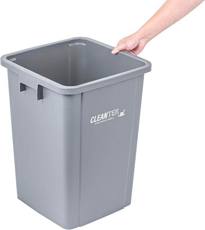 Restaurantware-Clean Tek Professional 19 Gallon Trash Can, 1 Square Waste Basket - Lid Sold Separately, Space Saving, Gray Plastic Garbage Bin, Ideal For Home, Office, Restaurant, And More